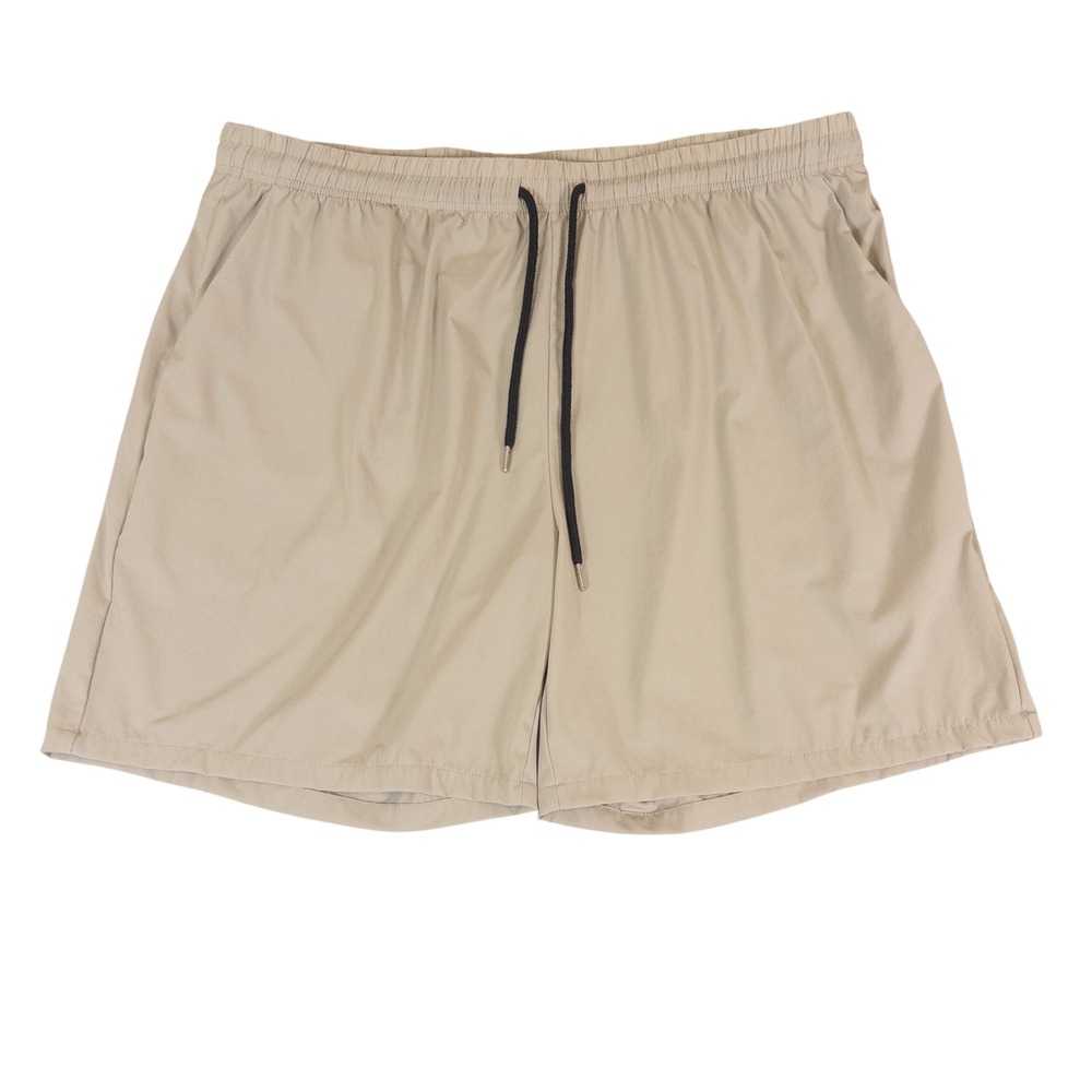 Coofandy Mens 3XL Khaki Tan Elastic Waist Drawstring Athletic Gym Shorts